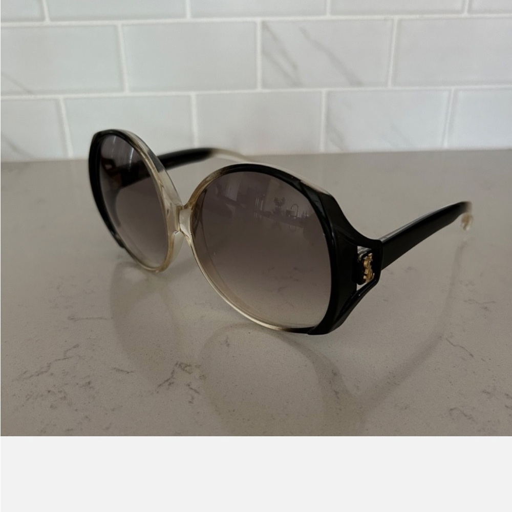 Yves Saint Laurent Black and Cream Sunglasses oversized